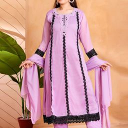 BAESD Girls Ethnic Motifs Embroidered Regular Kurta with Trousers & With Dupatta-picture-8