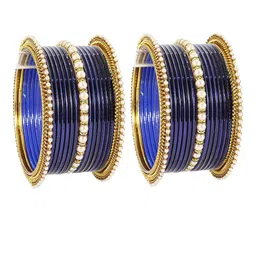 NMII Set of 30 Zircon Studded Bead Glossy Finished Antique Bangles-picture-10