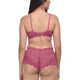 samvar Women Pink,Green Net Bra Panty Set for Lingerie Set Undergarments Pack of 2 image 5