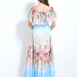 JC Collection Floral Print Off-Shoulder Flared Sleeve Maxi Dress image 5