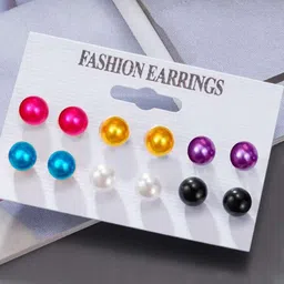 Shivarth Set of 6 & Multi Plastic Artificial Beads Earrings image 4