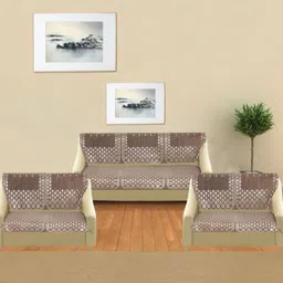 MORADO Brown & Beige 14 Pieces Printed Sofa Cover-image-9