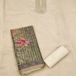 TAVAS Floral Embroidered Sequinned Unstitched Dress Material image 2