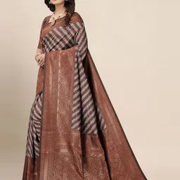 AMRUTKALA SAREES Ethnic Motif Woven Design Zari Banarasi Saree image 2