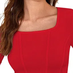 S.K.C Women Square Neck Fitted Crop Top image 3