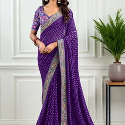 all about you Bandhani Printed Pure Georgette Heavy Work Saree with Lace Border-picture-12