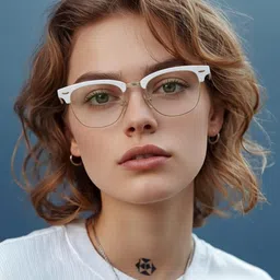 RORCE Unisex Clear Lens & White Wayfarer Sunglasses with image 2