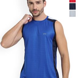 FTX Pack Of 4 Colourblocked Round Neck Sleeveless Dry-Fit Sports Vests-picture-42