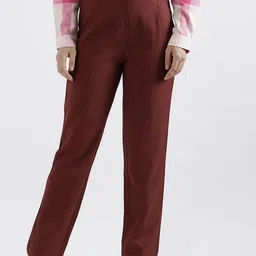 ELLE Women Slim Fit Pleated Mid-Rise Trousers-picture-15