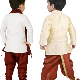 Covetus Kids-Boys Cotton Blend Solid Kurta Sets image 2