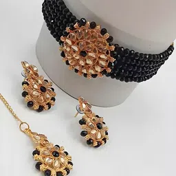JMBW INTERNATIONAL Set Of 2 Gold Plated Stone Studded & Beaded Jewellery Sets image 3