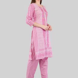 EELIKA Women Striped Cotton Kurta with Trousers & Dupatta image 2