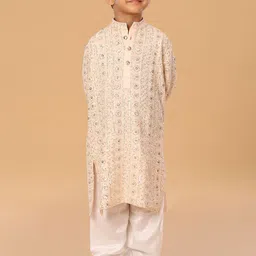 The Mini Trunk Boys Ethnic Motifs Embroidered Regular Lucknowni Kurta with Trousers image 3
