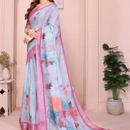 Kalista Floral Linen Blend Saree image 3