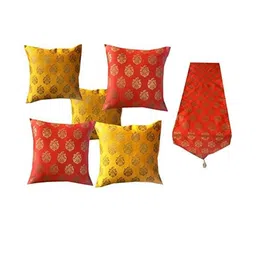 pink parrot Pinkparrot 12x70 inch jacquard silk table runner and 5 pcs 16x16 inch cushion covers-picture-27