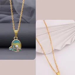 SZN Women Set of 2 Brass Gold-Plated Necklace-picture-16