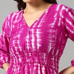 Raiyani Enterprise Tie And Dye Dyed Crepe Fit & Flare Maxi Dress image 3