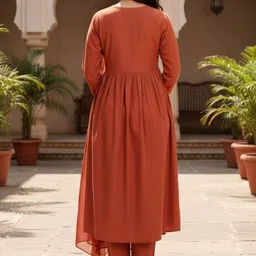 Philauri Ethnic Motifs Printed Panelled Kurta With Trousers & Dupatta image 3