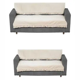 Fashion Throw Beige Velvet 4 Piece Sofa Cover-image-2
