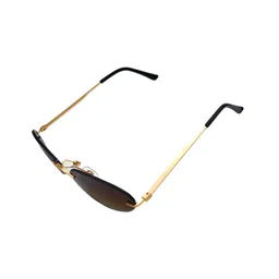 QUE UNIVERSE Unisex Brown Lens & Rose Gold-Toned Oval Sunglasses with image 2