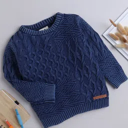 Yellow Apple Boys Cable Knit Woollen Full Sleeve Sweater Vest with Inner Fleece-image-46