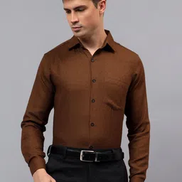 APEKTRA Men Relaxed Slim Fit Textured Spread Collar Cotton Formal Shirt-image-82