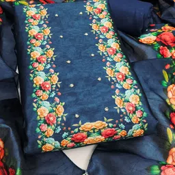 KALINI Printed Unstitched Dress Material image 4