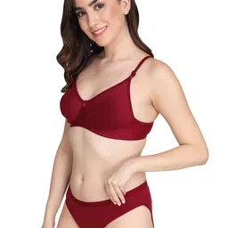 Liigne Pack Of 2 Women Everyday Padded Bra Pure Cotton Bra Panty Set image 5