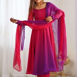 LEGEND WEAR Women Ombre Dyed Panelled Kurta with Trousers & With Dupatta-picture-31