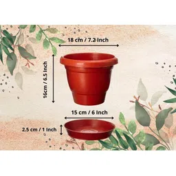 Virajsanchi 4-Pcs Brown Plastic High Quality Planters image 3
