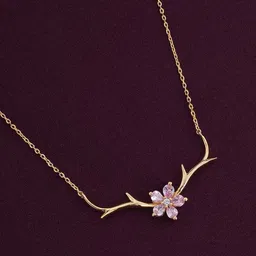 PALMONAS 18KT Gold-Plated Stainless Steel CZ-Stone Studded Cherry Flower Chain image 3