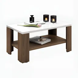 Crystal Furnitech White & Brown Textured Coffee Table image 3