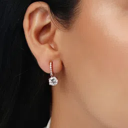 Zavya 925 Sterling Silver Cubic Zirconia Studded Classic Hoop Earrings image 3