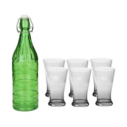 1ST TIME Green & Transparent Glass Solid Water Bottle-picture-27