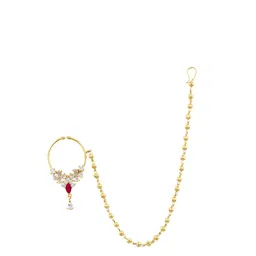 House of Pataudi Gold-Plated Artificial Stones and Beads Nosepin image 5