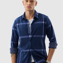 Snitch Men Classic Slim Fit Opaque Checked Casual Shirt-image-58