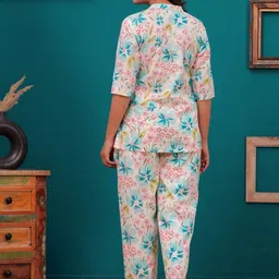 piroki Women Floral Print Pure Cotton Tunic & Trouser Co-Ord Set image 4