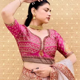KUNDAN FAB Embroidered Semi-Stitched Lehenga With Unstitched Blouse & Dupatta image 4