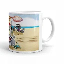 Mr UVD White & Blue Cartoon Characters Printed Ceramic Glossy Mug 350 ml-picture-18