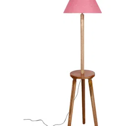 Devansh Brown & Pink Wooden Floor Lamp image 3