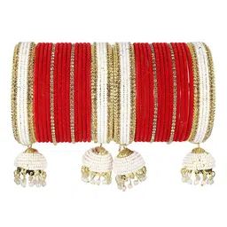 NMII 32 Pieces Cubic Zirconia & Pearls-Studded Velvet Bangle Set-picture-21