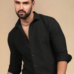 Moda Rapido Textured Spread Collar Casual Shirt-picture-39