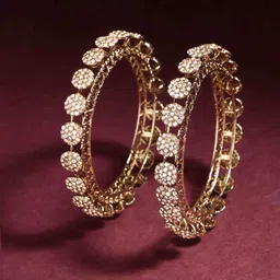 PANASH Set Of 2 Gold-Plated American Diamond Stone-Studded Bangles-picture-16