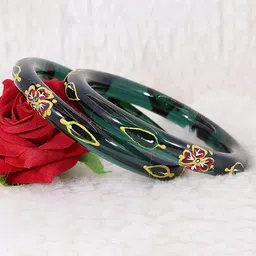 NMII Set Of 2 Leaf Printed Bangles-picture-10