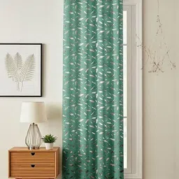 GEET CREATIONS Green & Grey Floral Printed Room Darkening Velvet Long Door Curtains-image-38