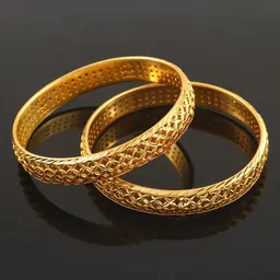 Jewar Mandi Set of 2 Gold-Plated Net & Etching Textured Bangles-picture-29