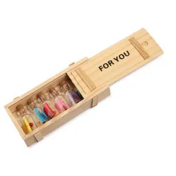 ASIDEA Unisex Beige & Red Textured 7 Messages Bottles Wooden & Glass Showpiece-1.18 Inch image 2