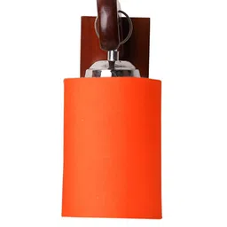 Devansh Brown & Orange Wooden Traditional Cylinder Shaped Wall Lamp image 5