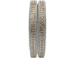 Opal Touch Set Of 2 Rhodium-Plated American Diamond-Studded Bangles image 3