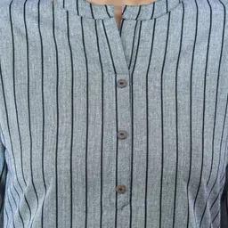 ETC X D To D Life Style Women Striped Mandarin Collar Cotton Tunic image 3